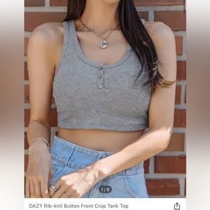 DAZY cropped Ribbed knit button up